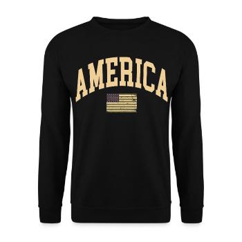 Amerika Camouflage Flagge - Unisex Pullover - Schwarz - Vorne - Alina (178cm) & Michal (187cm)