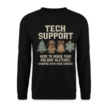 Support technique : Informaticien(ne) Sweat de Noël moche - Sweat-shirt Unisexe - noir - Devant - Alina (178cm) & Michal (187cm)