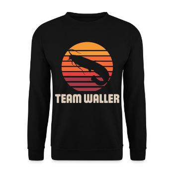 Wels Waller angeln Sportfischer Team Waller - Unisex Pullover - Schwarz - Vorne - Alina (178cm) & Michal (187cm)