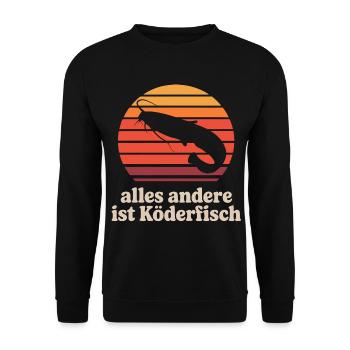 Wallerfischen_alles_andere_ist_Koederfisch_03 - Unisex Pullover - Schwarz - Vorne - Alina (178cm) & Michal (187cm)