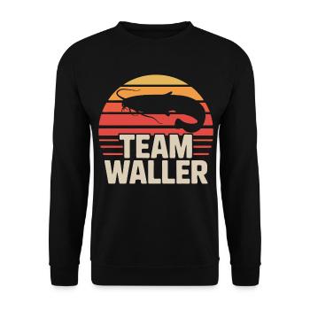 Wels Waller angeln Sportfischer Team Waller - Unisex Pullover - Schwarz - Vorne - Alina (178cm) & Michal (187cm)