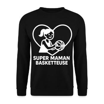 Super maman basketteuse – Cœur basket - Sweat-shirt Unisexe - noir - Devant - Alina (178cm) & Michal (187cm)