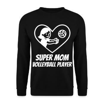 Super Mom Volleyball – Herzspielerin - Unisex Pullover - Schwarz - Vorne - Alina (178cm) & Michal (187cm)