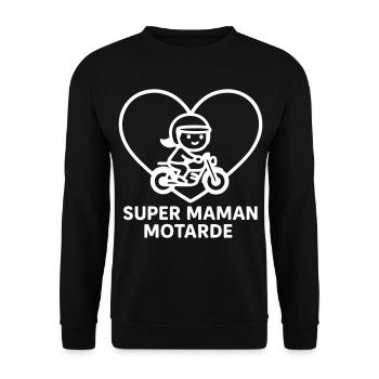 Superbiker-Mama – Motorcycle Heart - Unisex Pullover - Schwarz - Vorne - Alina (178cm) & Michal (187cm)