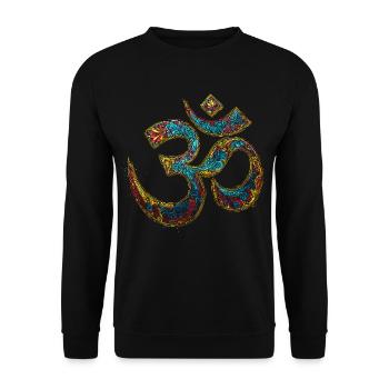 Symbole Om – Design artistique spirituel coloré - Sweat-shirt Unisexe - noir - Devant - Alina (178cm) & Michal (187cm)
