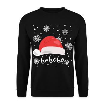 Weihnachtsmütze Ho ho ho Weihnachtsmann - Unisex Pullover - Schwarz - Vorne - Alina (178cm) & Michal (187cm)