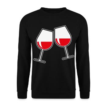2 Rotweingläser (Rotwein / Wein / Bauchig / Zu 3C) - Unisex Pullover - Schwarz - Vorne - Alina (178cm) & Michal (187cm)