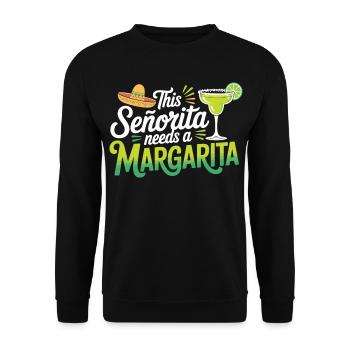 Margarita Shirt – This Señorita Needs a Margarita - Unisex Pullover - Schwarz - Vorne - Alina (178cm) & Michal (187cm)