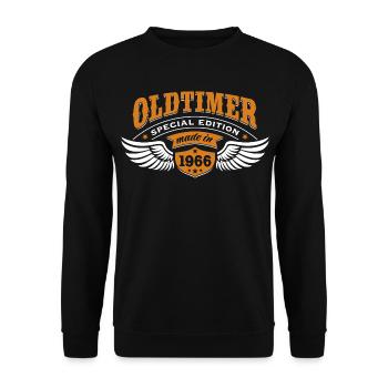 Oldtimer Modell 1966 | Geburtstag Geschenk Cap - Unisex Pullover - Schwarz - Vorne - Alina (178cm) & Michal (187cm)