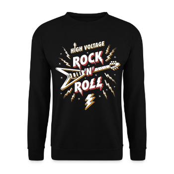 Hochspannungs-Rock'n'Roll-Gitarre - Unisex Pullover - Schwarz - Vorne - Alina (178cm) & Michal (187cm)