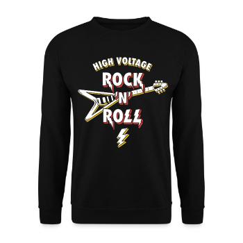 Hochspannungs-Rock'n'Roll-Gitarre - Unisex Pullover - Schwarz - Vorne - Alina (178cm) & Michal (187cm)