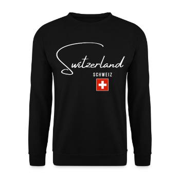 Ich liebe die Schweiz, minimalistisches, schlankes Design - Unisex Pullover - Schwarz - Vorne - Alina (178cm) & Michal (187cm)