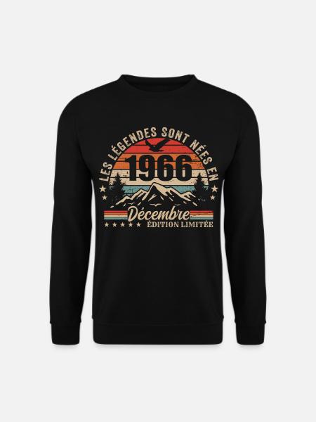 Rétro Décembre 1966 - Cadeau 59 Ans - Sweat-shirt Unisexe - noir
