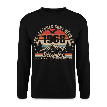 Retro December 1968 - 57th Anniversary Gift - Unisex Sweatshirt - black - Front - Alina (178cm) & Michal (187cm)