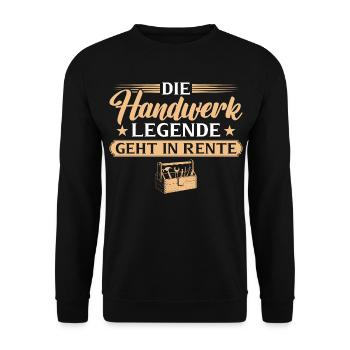 Kollege Abschied - Handwerker in Rente - Unisex Pullover - Schwarz - Vorne - Alina (178cm) & Michal (187cm)