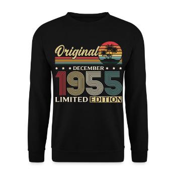 70th Birthday Legend December Vintage 1955 - Unisex Sweatshirt - black - Front - Alina (178cm) & Michal (187cm)