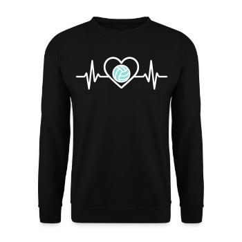 Volleyball Herz – Volleyball-Leidenschaft - Unisex Pullover - Schwarz - Vorne - Alina (178cm) & Michal (187cm)