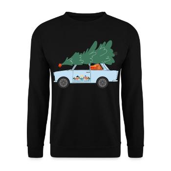 Weihnachten zu Hause (Trabi-Edition) - Unisex Pullover - Schwarz - Vorne - Alina (178cm) & Michal (187cm)