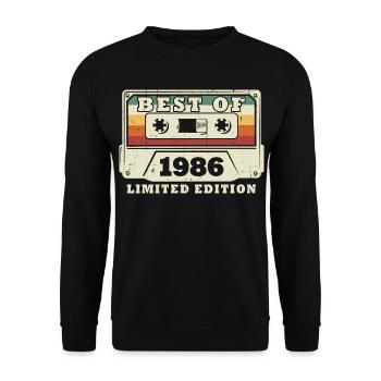 Millésime 1986 Vintage Born Rétro Anniversaire - Sweat-shirt Unisexe - noir - Devant - Alina (178cm) & Michal (187cm)