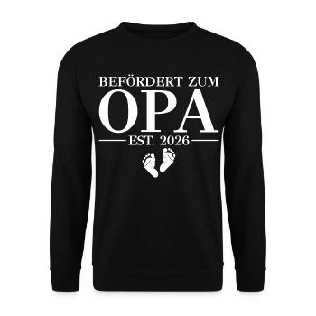 Befördert zum Opa 2026 - Babyparty - Unisex Pullover - Schwarz - Vorne - Alina (178cm) & Michal (187cm)