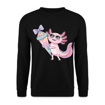 Pink Axolotl Eiscreme Party - Unisex Sweatshirt - black - Front - Alina (178cm) & Michal (187cm)