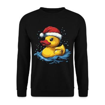 Mignon canard de Noël avec le Père Noël Chapeau - Sweat-shirt Unisexe - noir - Devant - Alina (178cm) & Michal (187cm)