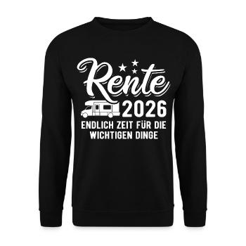 Pension 2026 - Enfin le moment | Campeur | Pension - Sweat-shirt Unisexe - noir - Devant - Alina (178cm) & Michal (187cm)