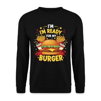 Burger Hamburger - Unisex Pullover - Schwarz - Vorne - Alina (178cm) & Michal (187cm)