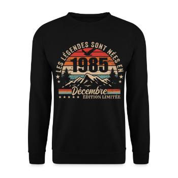 Rétro Décembre 1985 - Cadeau 40 Ans - Sweat-shirt Unisexe - noir - Devant - Alina (178cm) & Michal (187cm)