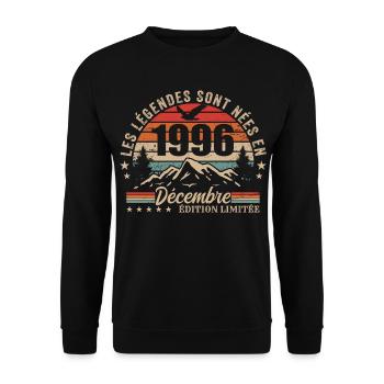 Retro December 1996 - 29th Anniversary Gift - Unisex Sweatshirt - black - Front - Alina (178cm) & Michal (187cm)