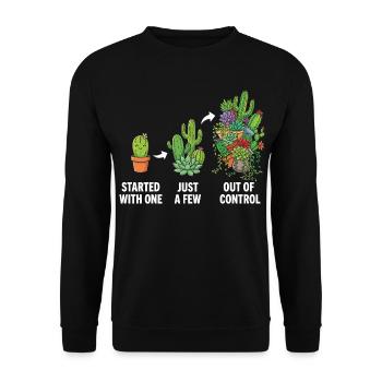 Witzige Sukkulenten-Kaktus-Sammler - Unisex Pullover - Schwarz - Vorne - Alina (178cm) & Michal (187cm)