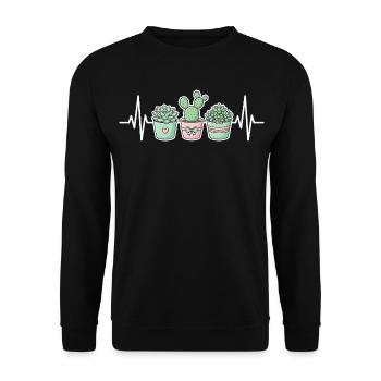 Cactus succulent de la plante Heartbeat - Sweat-shirt Unisexe - noir - Devant - Alina (178cm) & Michal (187cm)