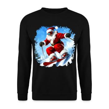 Weihnachten Skifahrer - Unisex Pullover - Schwarz - Vorne - Alina (178cm) & Michal (187cm)