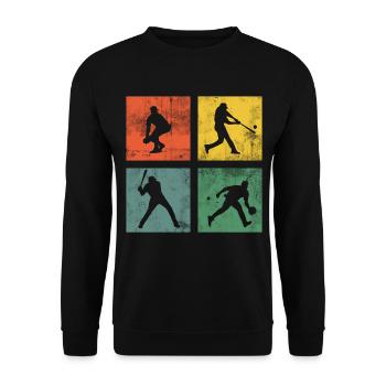 Baseball Softball Sport Retro - Unisex Sweatshirt - black - Front - Alina (178cm) & Michal (187cm)