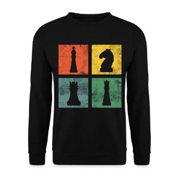 Chess Chess Pieces Chess Pieces Chess Players - Unisex Sweatshirt - black - Front - Alina (178cm) & Michal (187cm)
