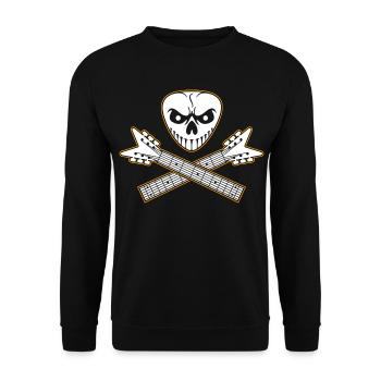 Guitar Pick Skull and Guitar Crossed Bones - Unisex Sweatshirt - black - Front - Alina (178cm) & Michal (187cm)