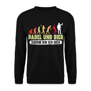 Padelspiel PADEL UND BIER DARUM BIN ICH HIER - Unisex Pullover - Schwarz - Vorne - Alina (178cm) & Michal (187cm)