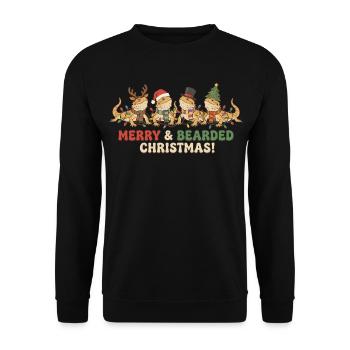 Lumières de Noël Bearded Dragon Vintage - Sweat-shirt Unisexe - noir - Devant - Alina (178cm) & Michal (187cm)