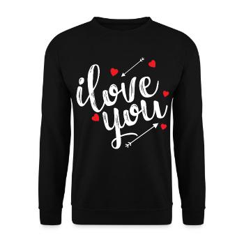 Ich liebe dich Erklärung Romantische Liebe Leidenschaft - Unisex Pullover - Schwarz - Vorne - Alina (178cm) & Michal (187cm)