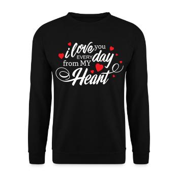 Ich liebe dich jeden Tag, mein Herz, ewige Liebe - Unisex Pullover - Schwarz - Vorne - Alina (178cm) & Michal (187cm)