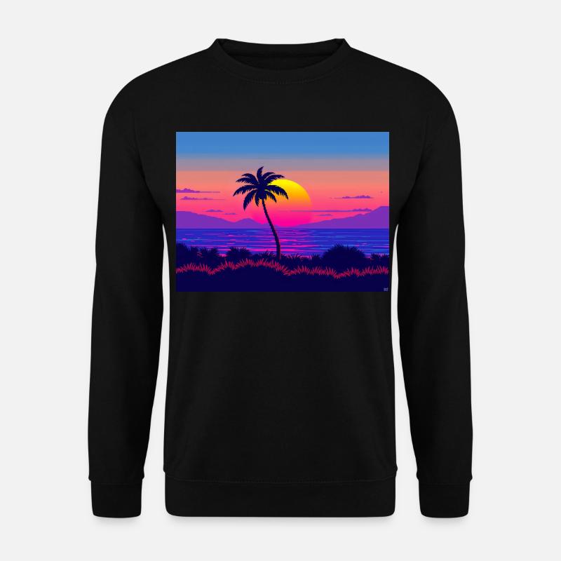 Neon Palm Sunset Gradient - Unisex Sweatshirt - black