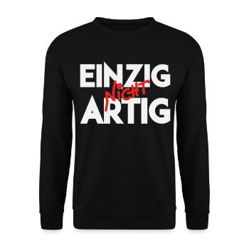 Einzig Nicht Artig Wortspiel - Unisex Pullover - Schwarz - Vorne - Alina (178cm) & Michal (187cm)