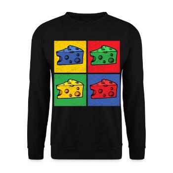 Cheese Pop Art Popart Cheese Piece Cheese Corner - Unisex Sweatshirt - black - Front - Alina (178cm) & Michal (187cm)