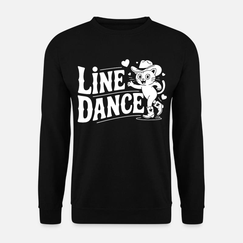 Line Dance Katze Silhouette - Unisex Pullover - Schwarz