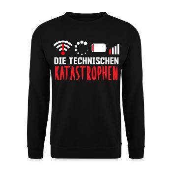 Nerd Computer DIE TECHNISCHEN KATASROPHEN LUSTIG - Unisex Pullover - Schwarz - Vorne - Alina (178cm) & Michal (187cm)
