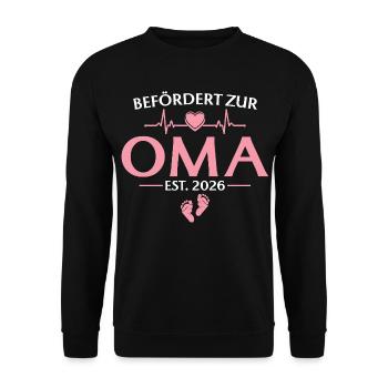 Befördert zur Oma 2026 - Babyparty - Unisex Pullover - Schwarz - Vorne - Alina (178cm) & Michal (187cm)