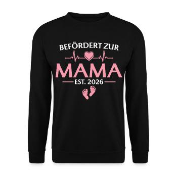 Befördert zur Mama 2026 - Babyparty - Unisex Pullover - Schwarz - Vorne - Alina (178cm) & Michal (187cm)