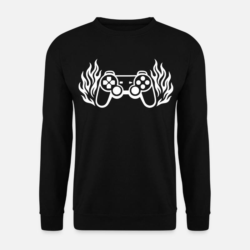 Flammen Controller, brennende Gamepad Grafik - Unisex Pullover - Schwarz