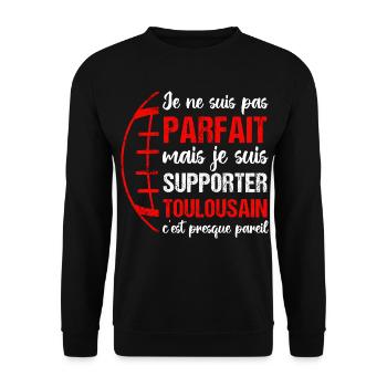 Supporter toulousain cadeau rugby Toulouse - Sweat-shirt Unisexe - noir - Devant - Alina (178cm) & Michal (187cm)
