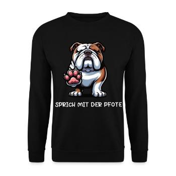 Speak with the paw English Bulldog Bully - Unisex Sweatshirt - black - Front - Alina (178cm) & Michal (187cm)
